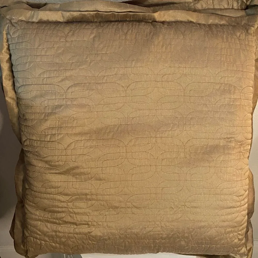 Custom Silk Textured Gold Euro Pillows, Set of 2